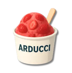 Gelato artesanal servido em um copo branco