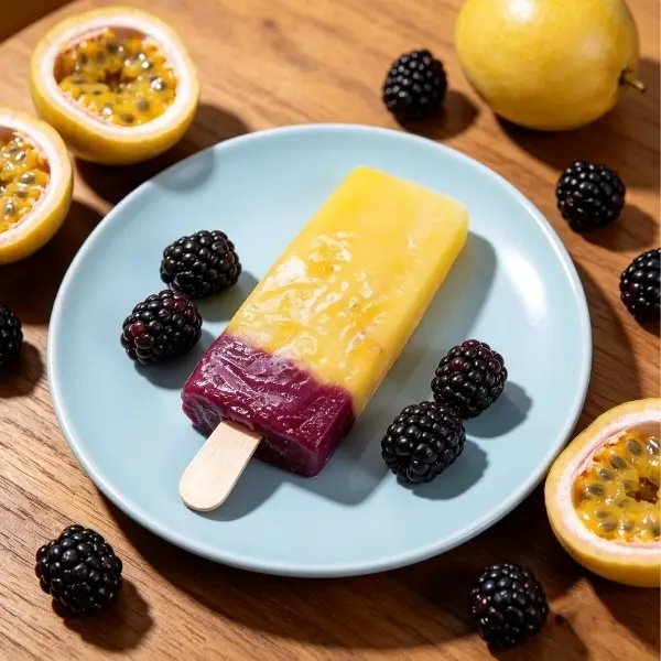 Paleta de maracujá com recheio de amora