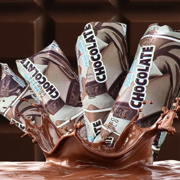Sorvete no palito de chocolate ao leite