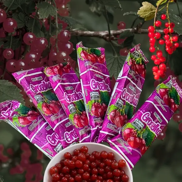 Sorvete no palito de groselha vermelho